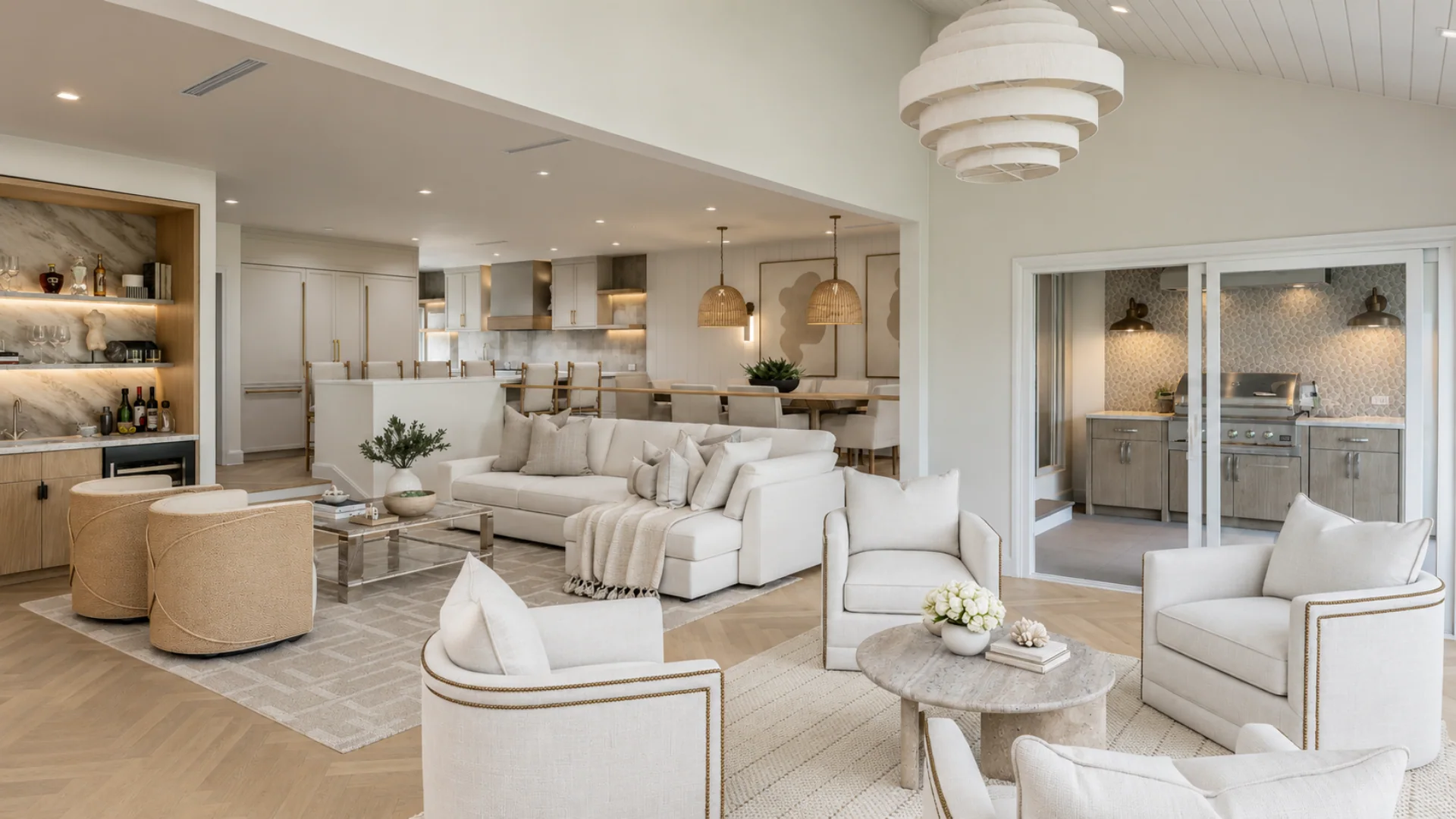 17187 Bay Street, living room and bar