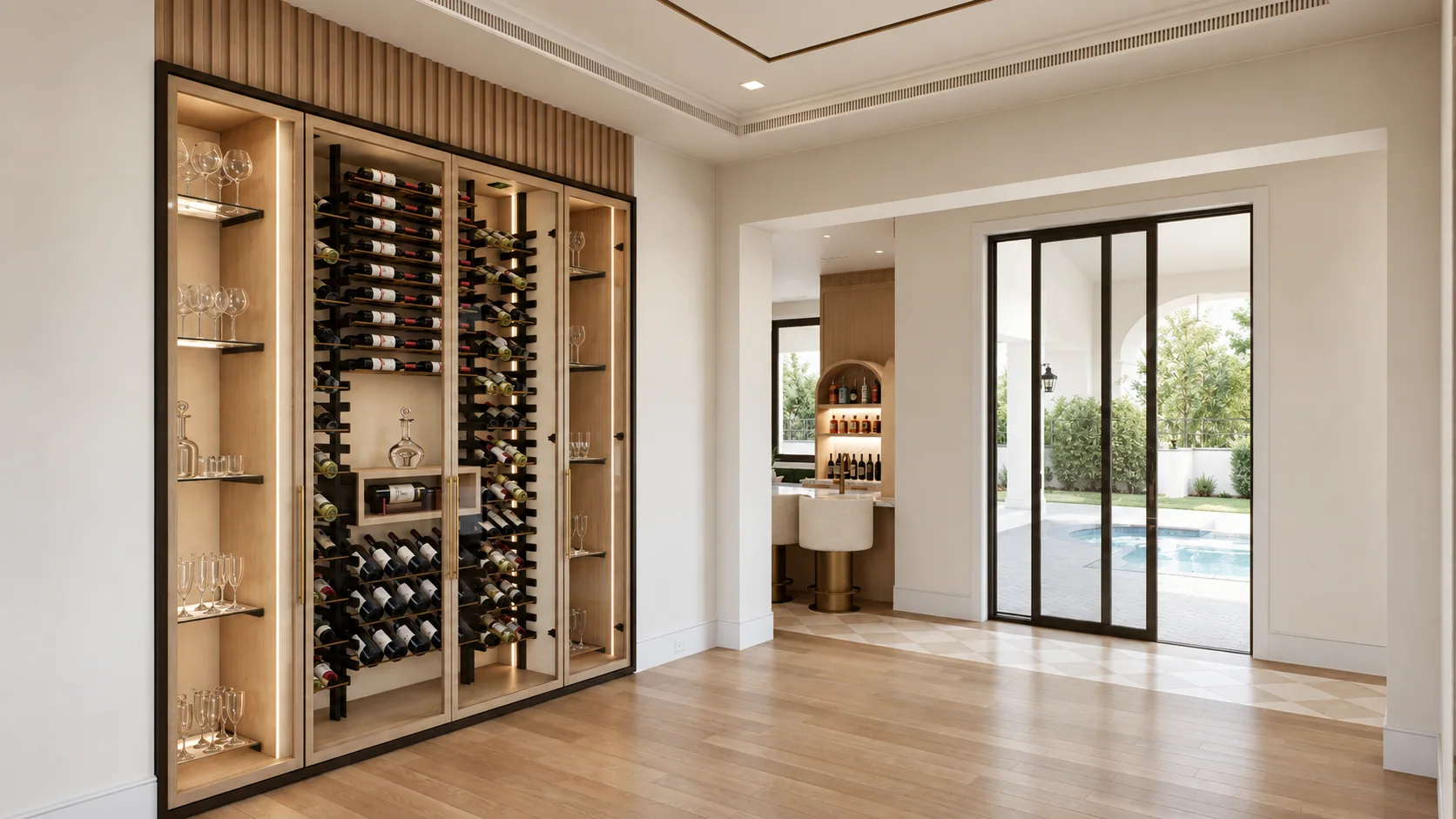 18960 SE Reach Island Lane, wine wall