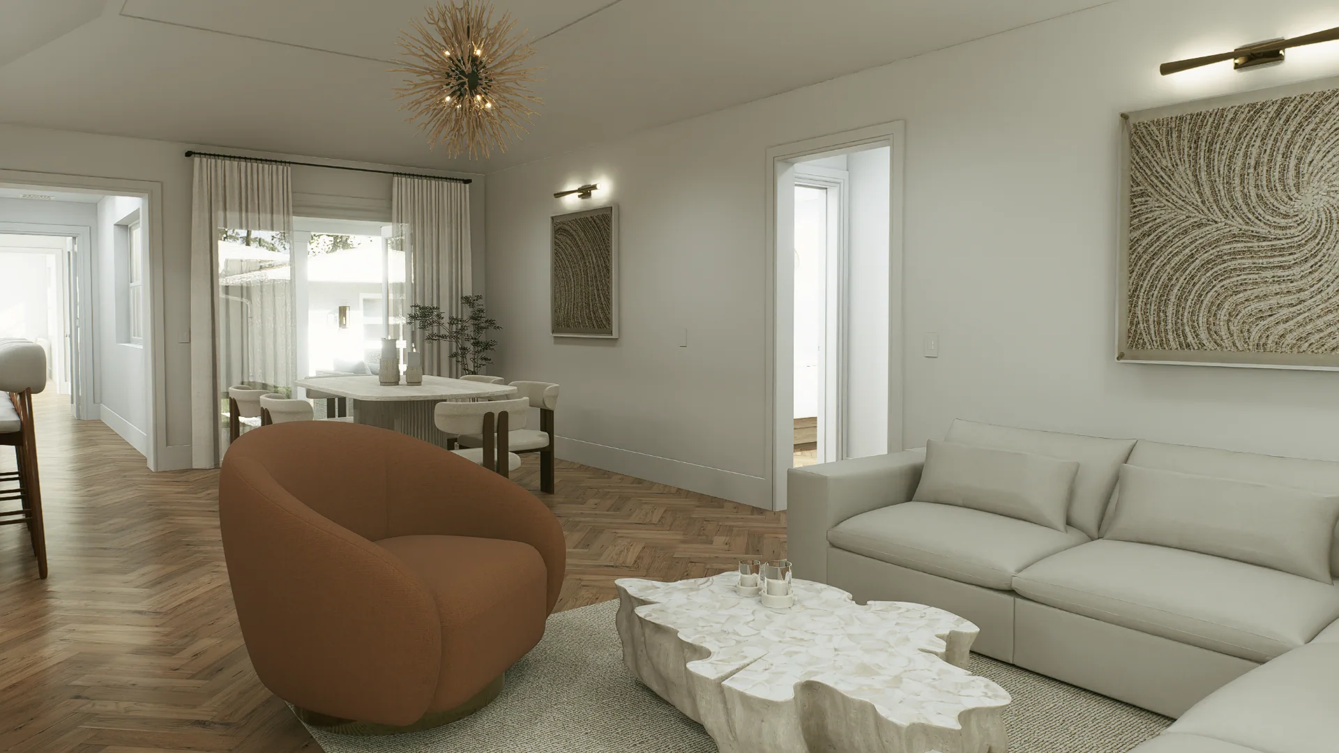 227 Greymon Drive, living room, rendering