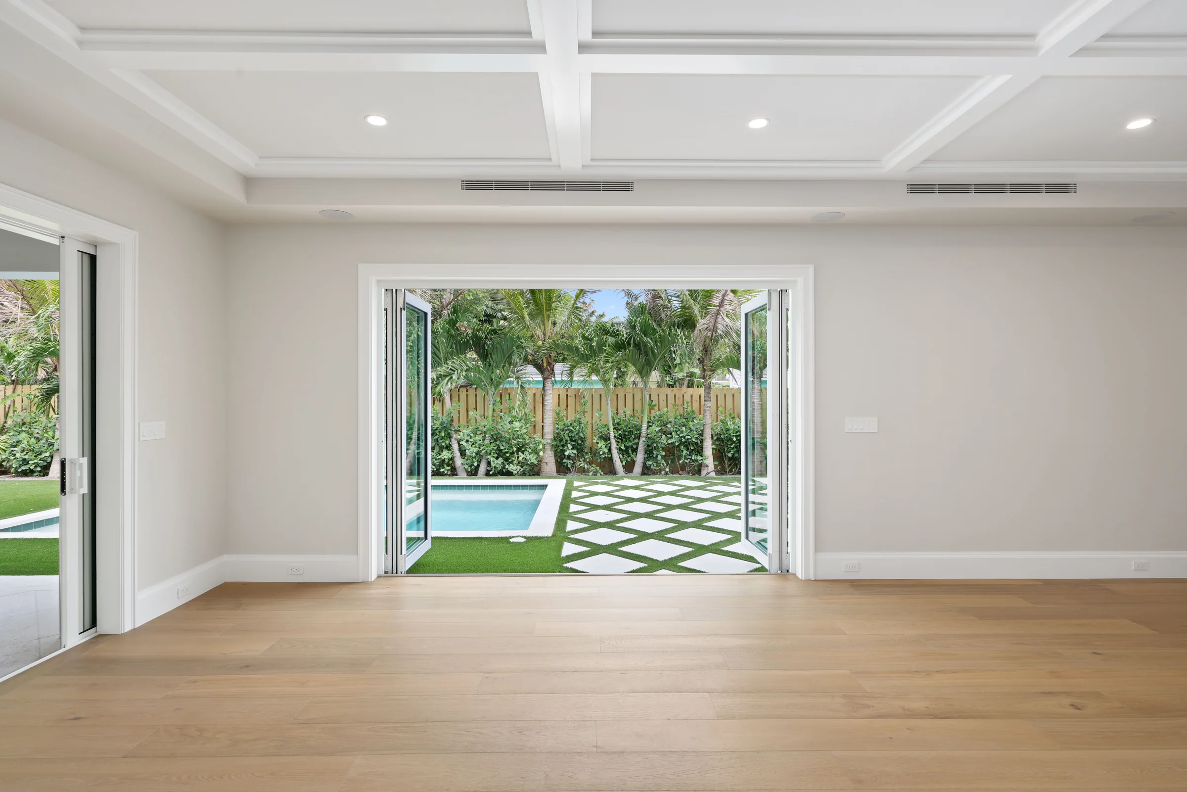309 Greymon Drive, family room to the pool