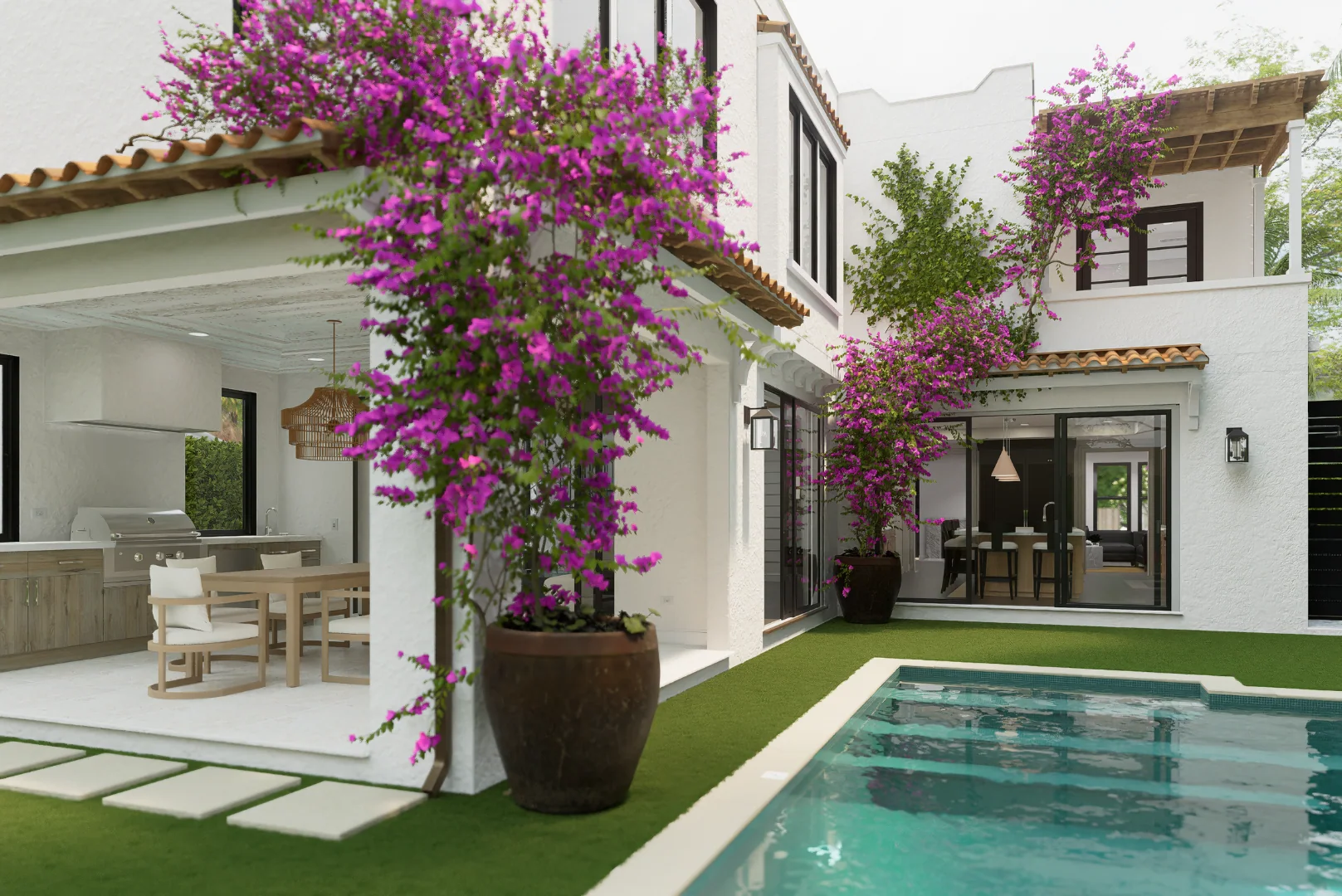 317 Greymon Drive, courtyard and pool, rendering